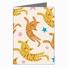 Cute Cats Seamless Pattern With Stars Funny Drawing Kittens Greeting Cards (pkg Of 8) by Simbadda