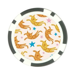 Cute Cats Seamless Pattern With Stars Funny Drawing Kittens Poker Chip Card Guard (10 Pack) by Simbadda