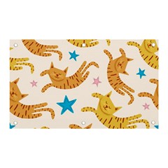 Cute Cats Seamless Pattern With Stars Funny Drawing Kittens Banner And Sign 5  X 3  by Simbadda