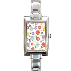 Easter Seamless Pattern With Cute Eggs Flowers Rectangle Italian Charm Watch by Simbadda