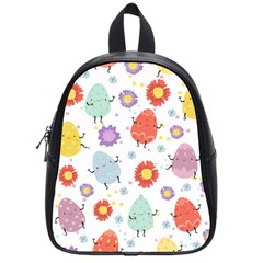 Easter Seamless Pattern With Cute Eggs Flowers School Bag (small) by Simbadda