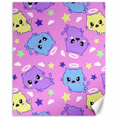 Seamless Pattern With Cute Kawaii Kittens Canvas 11  X 14  by Simbadda