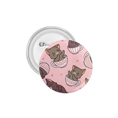 Seamless Pattern Adorable Cat Inside Cup 1 75  Buttons by Simbadda