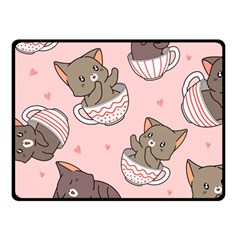 Seamless Pattern Adorable Cat Inside Cup Fleece Blanket (small) by Simbadda