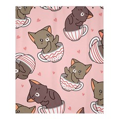 Seamless Pattern Adorable Cat Inside Cup Shower Curtain 60  X 72  (medium)  by Simbadda