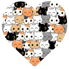 Cute Cat Kitten Cartoon Doodle Seamless Pattern Wooden Puzzle Heart by Simbadda