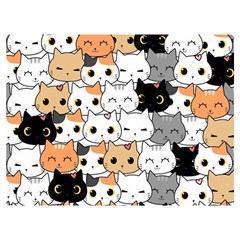 Cute Cat Kitten Cartoon doodle Seamless Pattern Two Sides Premium Plush Fleece Blanket (Extra Small)