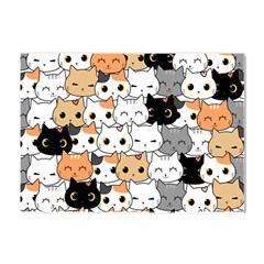 Cute Cat Kitten Cartoon doodle Seamless Pattern Crystal Sticker (A4)