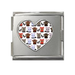 Seamless Pattern With Cute Little Kittens Various Color Mega Link Heart Italian Charm (18mm)