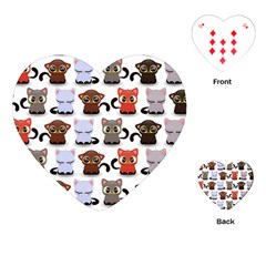 Seamless Pattern With Cute Little Kittens Various Color Playing Cards Single Design (heart) by Simbadda