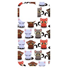 Seamless Pattern With Cute Little Kittens Various Color Iphone 14 Pro Black Uv Print Case by Simbadda