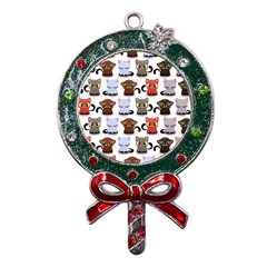 Seamless Pattern With Cute Little Kittens Various Color Metal X mas Lollipop With Crystal Ornament