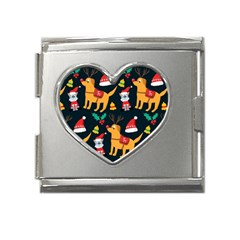 Funny Christmas Pattern Background Mega Link Heart Italian Charm (18mm)