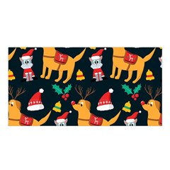 Funny Christmas Pattern Background Satin Shawl 45  X 80  by Simbadda