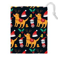 Funny Christmas Pattern Background Drawstring Pouch (4xl) by Simbadda