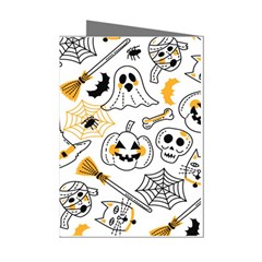 Funny Hand Drawn Halloween Pattern Mini Greeting Cards (pkg Of 8) by Simbadda