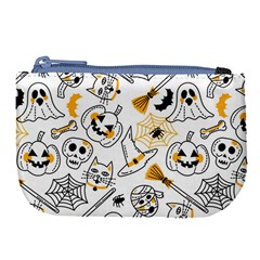 Funny Hand Drawn Halloween Pattern Large Coin Purse by Simbadda