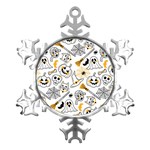 Funny Hand Drawn Halloween Pattern Metal Small Snowflake Ornament Front