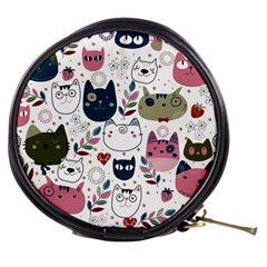 Pattern With Cute Cat Heads Mini Makeup Bag by Simbadda