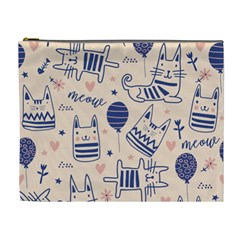 Cute Cats Doodle Seamless Pattern With Funny Characters Cosmetic Bag (xl) by Simbadda
