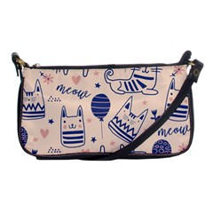 Cute Cats Doodle Seamless Pattern With Funny Characters Shoulder Clutch Bag