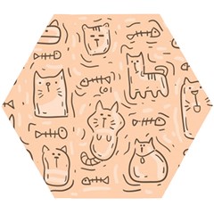 Cat Background Wooden Puzzle Hexagon by Simbadda