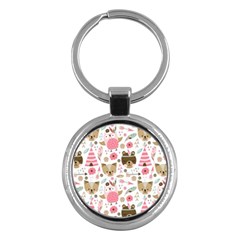 Pink Animals Pattern Key Chain (round) by Simbadda