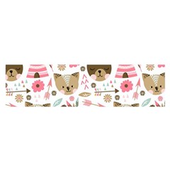 Pink Animals Pattern Oblong Satin Scarf (16  X 60 ) by Simbadda