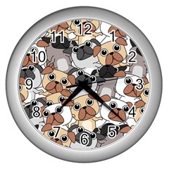 Many Dogs Pattern Wall Clock (silver)