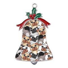 Many Dogs Pattern Metal Holly Leaf Bell Ornament