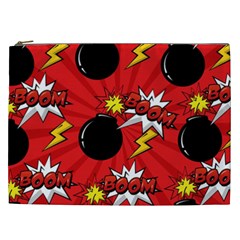 Pop Art Comic Pattern Bomb Boom Explosion Background Cosmetic Bag (xxl) by Simbadda