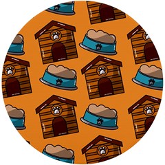 Pet House Bowl Food Seamless Pattern Uv Print Round Tile Coaster by Simbadda