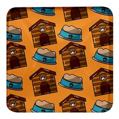 Pet House Bowl Food Seamless Pattern Square Glass Fridge Magnet (4 Pack) by Simbadda