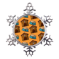 Pet House Bowl Food Seamless Pattern Metal Large Snowflake Ornament