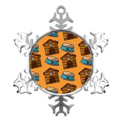 Pet House Bowl Food Seamless Pattern Metal Small Snowflake Ornament