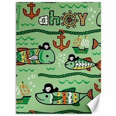 Seamless Pattern Fishes Pirates Cartoon Canvas 36  X 48  by Simbadda