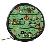 Seamless Pattern Fishes Pirates Cartoon Mini Makeup Bag Back