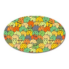 Seamless Pattern With Doodle Bunny Oval Magnet