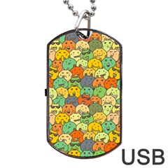 Seamless Pattern With Doodle Bunny Dog Tag Usb Flash (one Side) by Simbadda