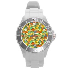 Seamless Pattern With Doodle Bunny Round Plastic Sport Watch (l) by Simbadda