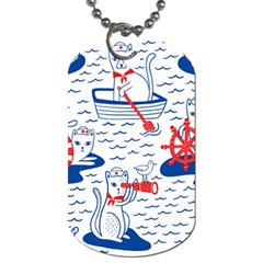 Nautical Cats Seamless Pattern Dog Tag (two Sides) by Simbadda