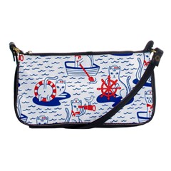 Nautical Cats Seamless Pattern Shoulder Clutch Bag by Simbadda