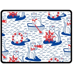 Nautical Cats Seamless Pattern Fleece Blanket (large)