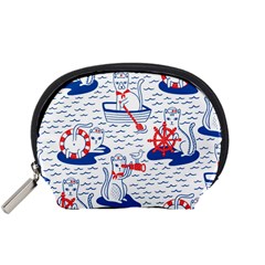 Nautical Cats Seamless Pattern Accessory Pouch (small) by Simbadda