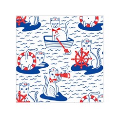 Nautical Cats Seamless Pattern Square Satin Scarf (30  X 30 ) by Simbadda