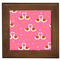 Swan Pattern Elegant Style Framed Tile by Simbadda