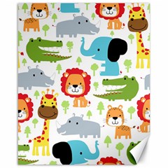 Seamless Pattern Vector With Animals Cartoon Canvas 16  X 20  by Simbadda