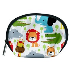 Seamless Pattern Vector With Animals Cartoon Accessory Pouch (medium) by Simbadda