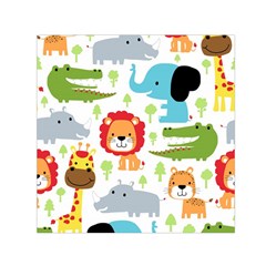 Seamless Pattern Vector With Animals Cartoon Square Satin Scarf (30  X 30 ) by Simbadda