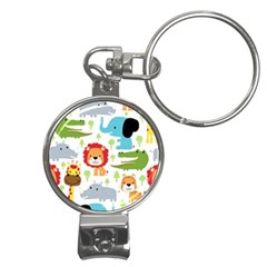 Seamless Pattern Vector With Animals Cartoon Nail Clippers Key Chain by Simbadda